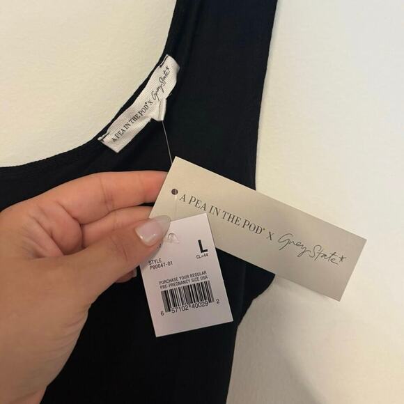 NWT A Pea In The Pod X Grey Slate Ribbed Maternity Bodysuit Black Size Large - Picture 7 of 7